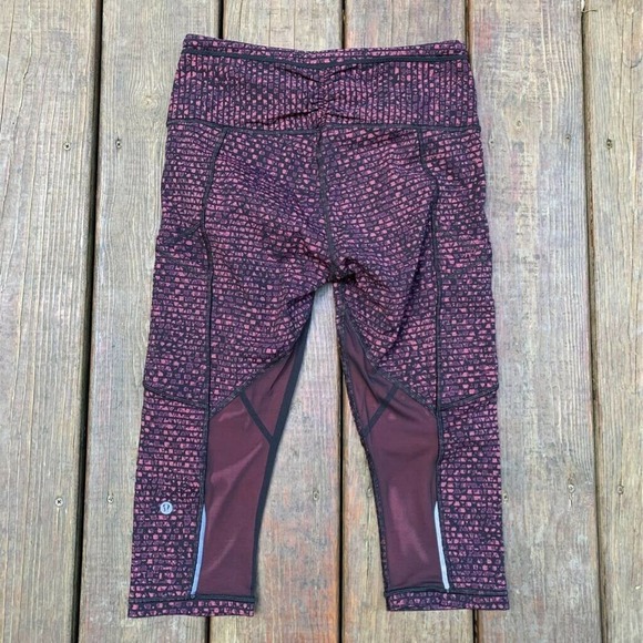 Lululemon Womens Activewear Leggings Pants Black Purple Geometric Pockets 6 - Picture 2 of 10